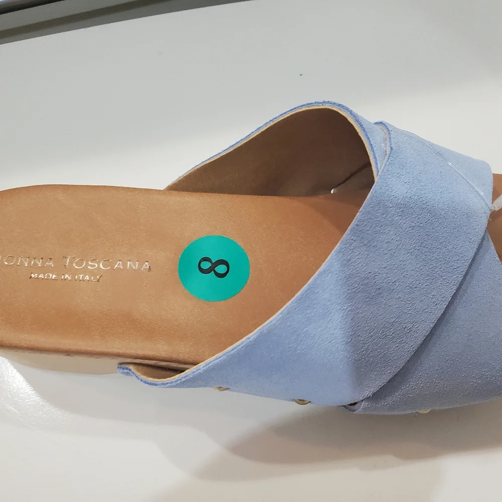 Blue suade clog sandals in size 8 new with tags by Donna Toscana made in… - Picture 2 of 7